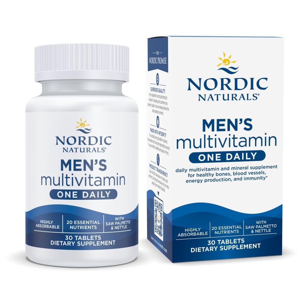 Nordic Naturals Men’s Multivitamin One Daily - Bone, Energy, & Blood-Vessel Support - Immunity Supplement - 20 Essential Nutrients - 30 Tablets - 30 Servings - TrustMedUSA