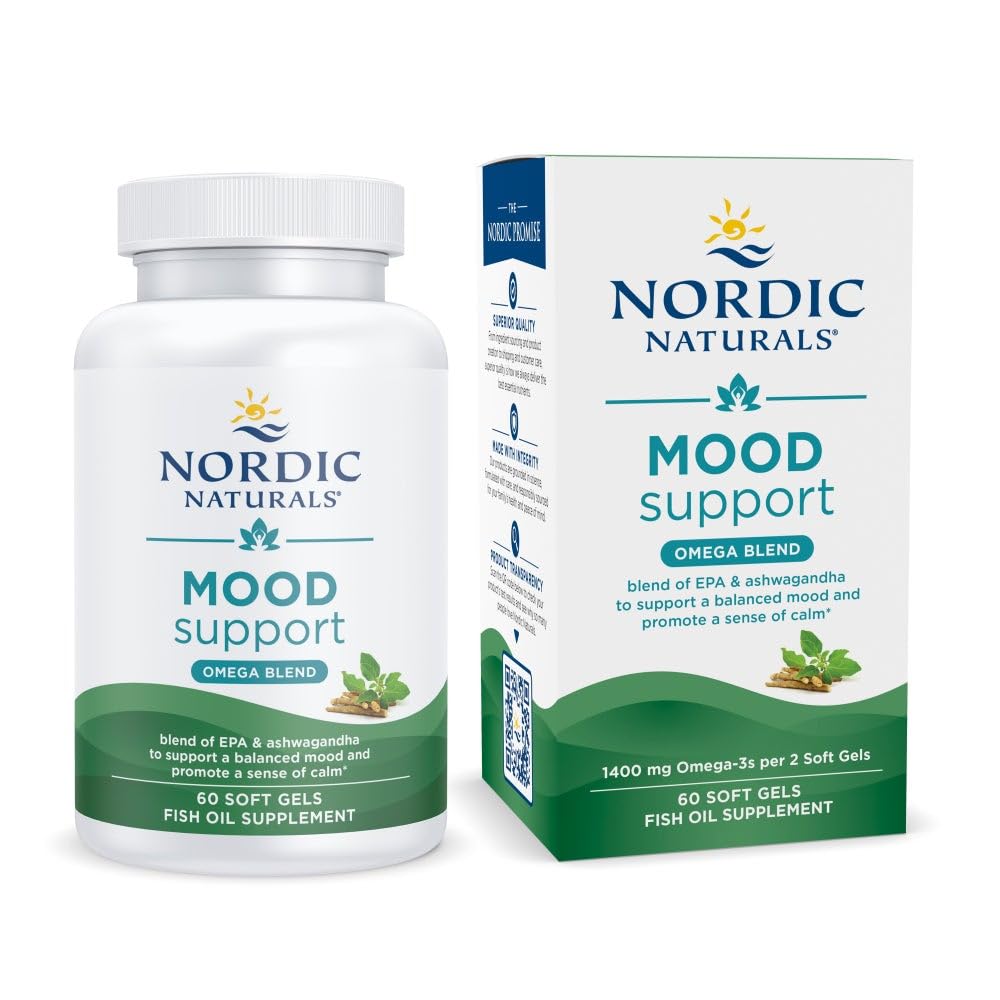 Nordic Naturals Mood Support Omega Blend - Unflavored - 60 Soft Gels - 1400 mg Omega-3 Supplement with EPA & DHA - Promotes Balanced Mood and Serenity - Non-GMO - 30 Servings - TrustMedUSA