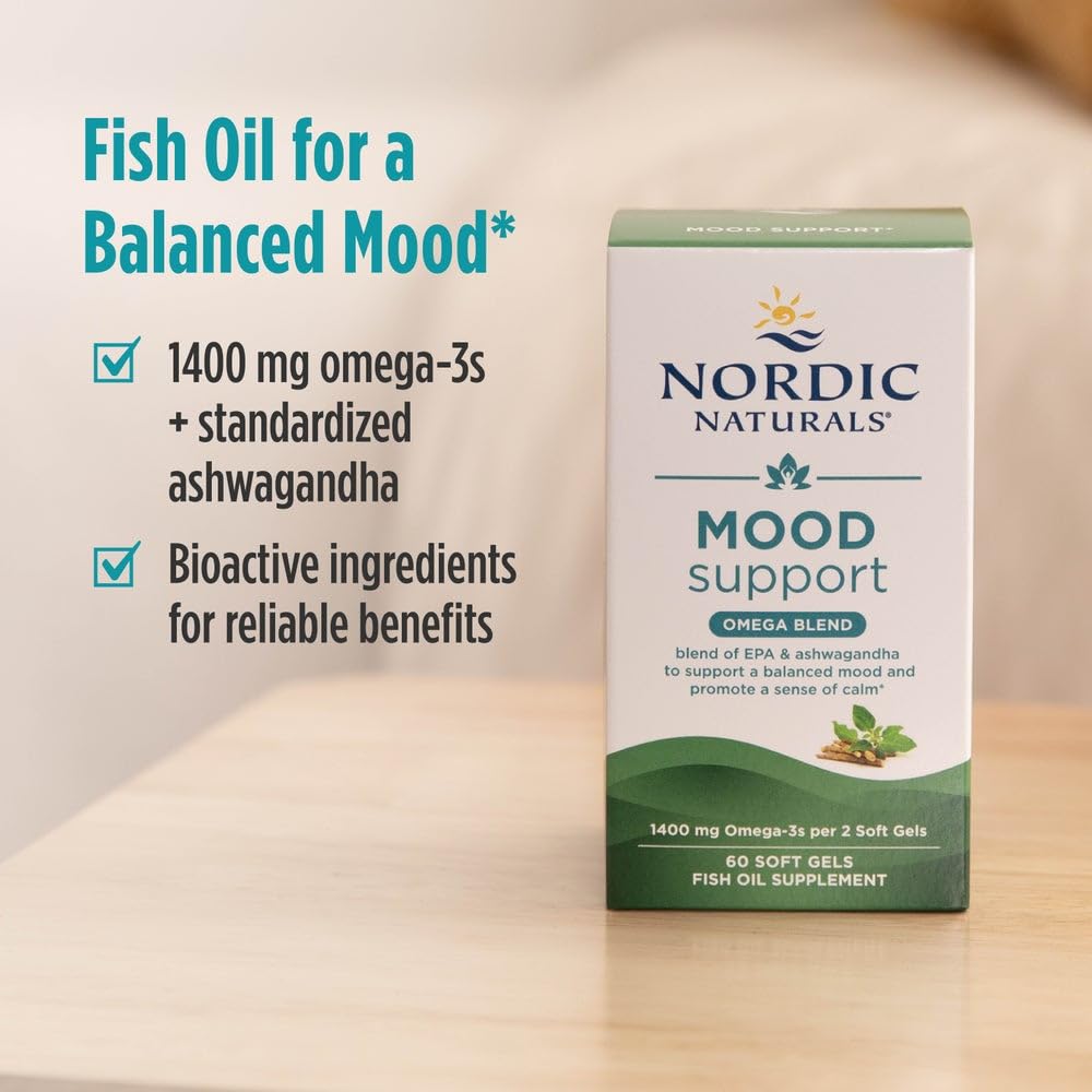 Nordic Naturals Mood Support Omega Blend - Unflavored - 60 Soft Gels - 1400 mg Omega-3 Supplement with EPA & DHA - Promotes Balanced Mood and Serenity - Non-GMO - 30 Servings - TrustMedUSA