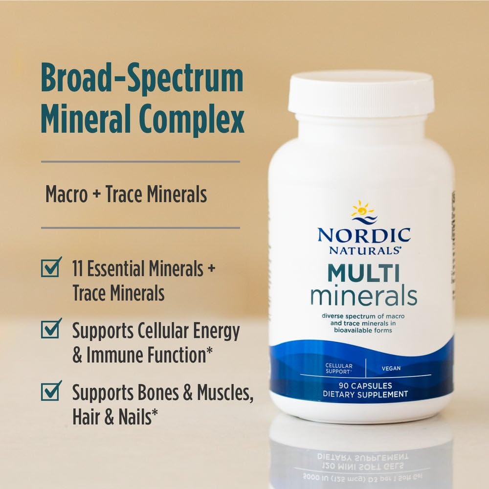 Nordic Naturals Multi Minerals, Unflavored - 90 Capsules - 11 Essential Minerals - Optimal Health & Wellness - Certified Vegan - Non-GMO - 30 Servings - TrustMedUSA