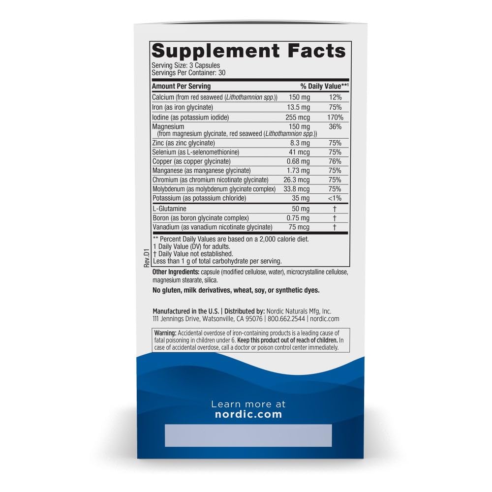 Nordic Naturals Multi Minerals, Unflavored - 90 Capsules - 11 Essential Minerals - Optimal Health & Wellness - Certified Vegan - Non-GMO - 30 Servings - TrustMedUSA