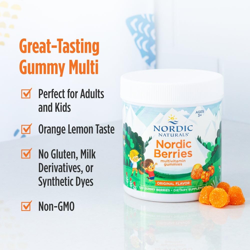 Nordic Naturals Nordic Berries, Citrus - 120 Gummy Berries - Great-Tasting Multivitamin for Ages 2+ - Growth, Development, Optimal Wellness - Non-GMO, Vegetarian - 30 Servings - TrustMedUSA