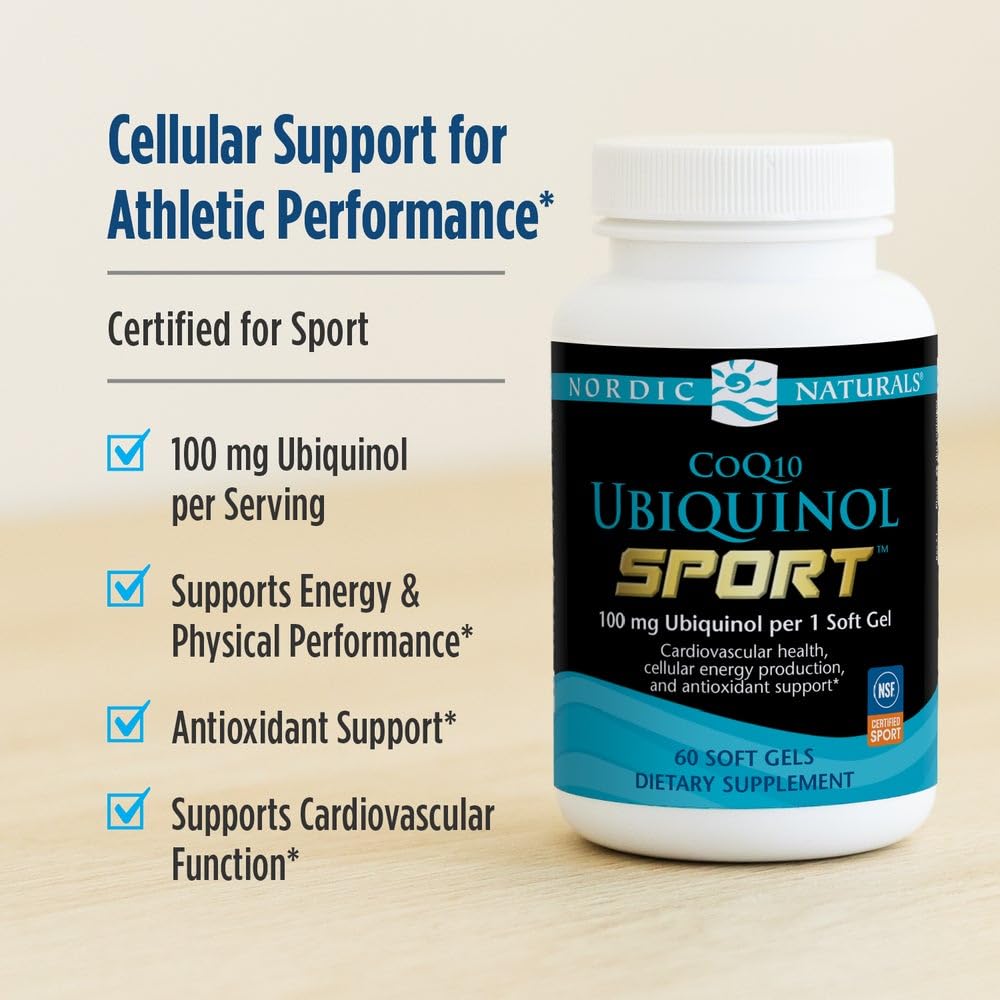 Nordic Naturals Nordic CoQ10 Ubiquinol Sport - 60 Mini Soft Gels - 100 mg Ubiquinol - Heart Health, Physical Performance, Cellular Energy Production - Non-GMO - 60 Servings - TrustMedUSA