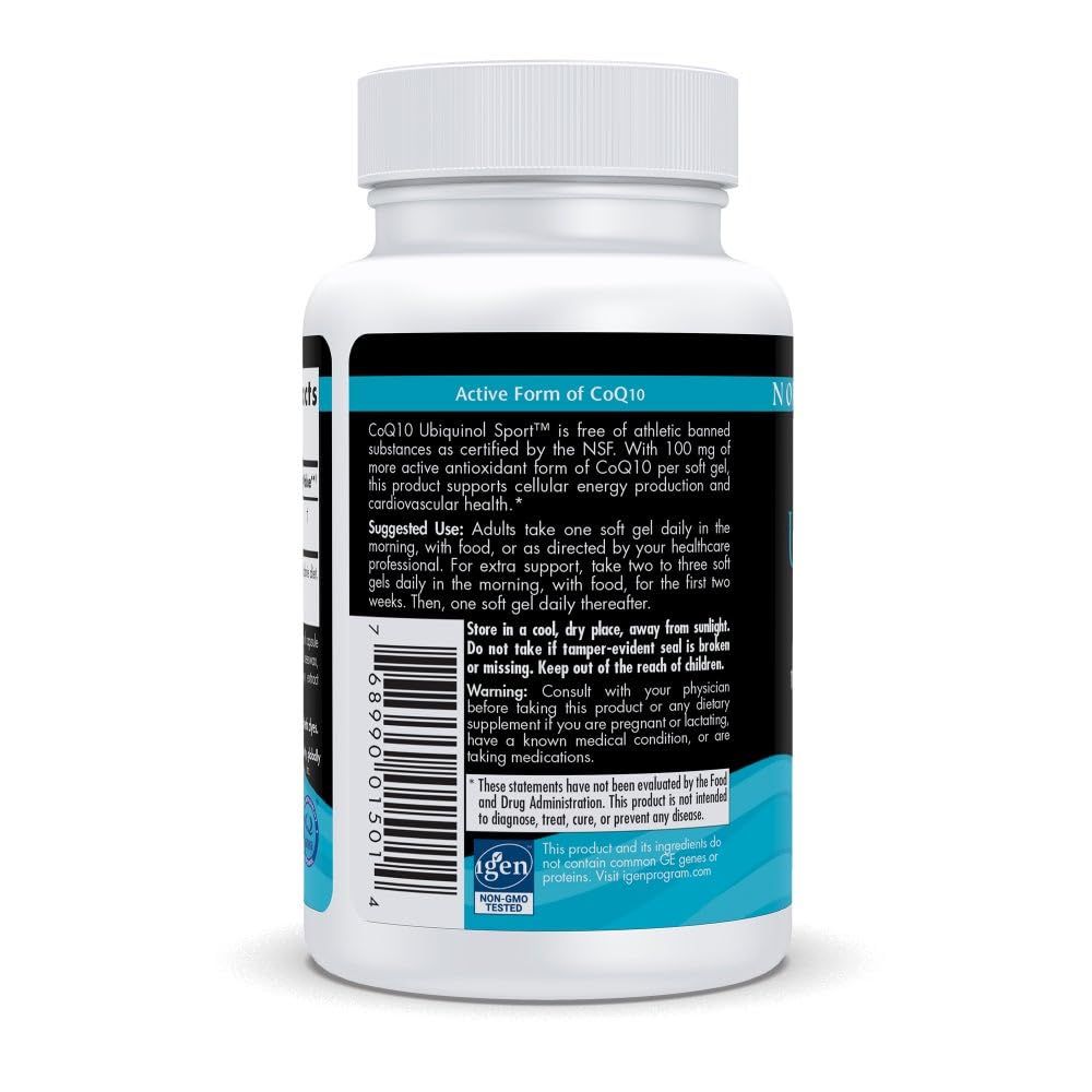 Nordic Naturals Nordic CoQ10 Ubiquinol Sport - 60 Mini Soft Gels - 100 mg Ubiquinol - Heart Health, Physical Performance, Cellular Energy Production - Non-GMO - 60 Servings - TrustMedUSA