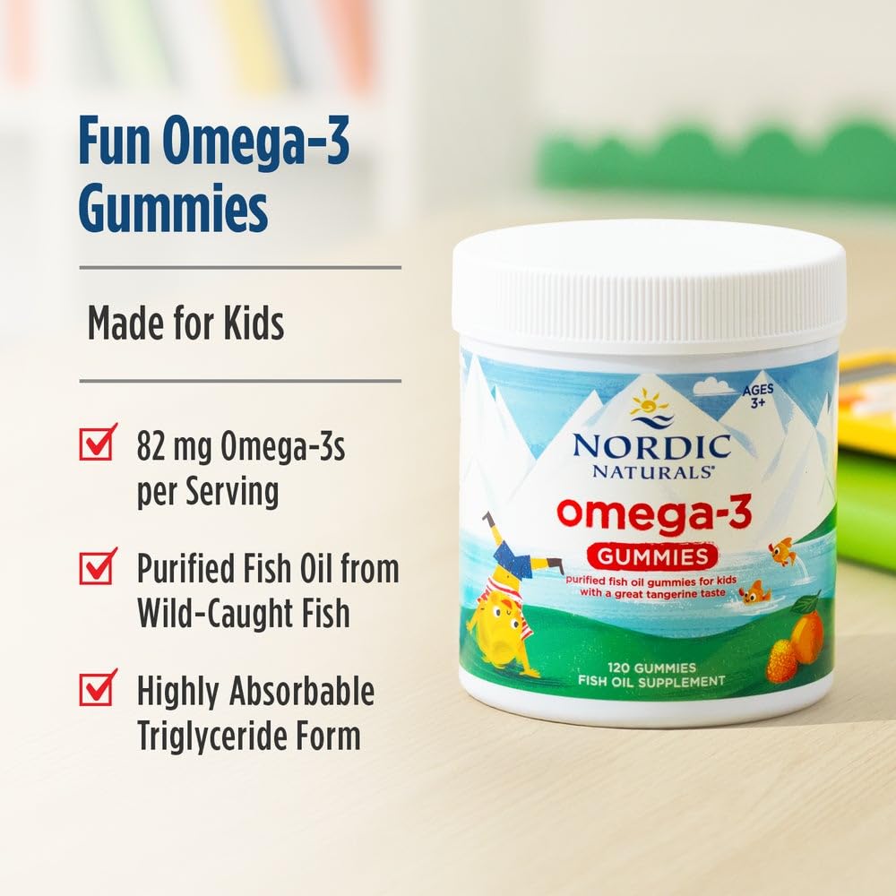 Nordic Naturals Nordic Omega-3 Gummies, Tangerine - 120 Gummies - 82 mg Total Omega-3s with EPA & DHA - TrustMedUSA