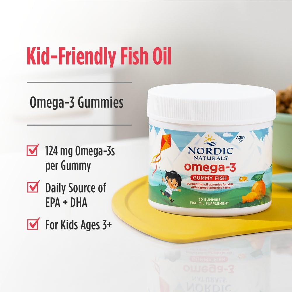 Nordic Naturals Nordic Omega-3 Gummy Fish, Tangerine - 30 Gummy Fish - 124 mg Total Omega-3s with EPA & DHA - Non-GMO - 30 Servings - TrustMedUSA