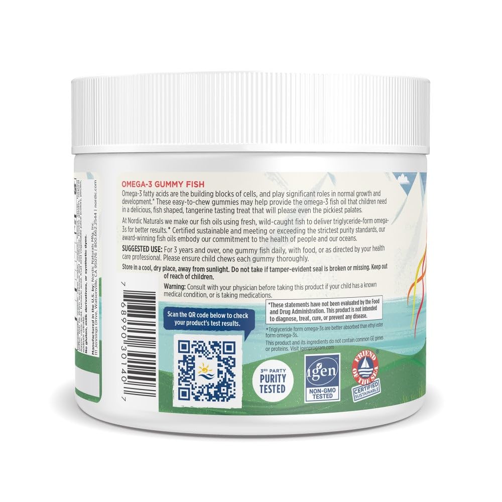 Nordic Naturals Nordic Omega-3 Gummy Fish, Tangerine - 30 Gummy Fish - 124 mg Total Omega-3s with EPA & DHA - Non-GMO - 30 Servings - TrustMedUSA