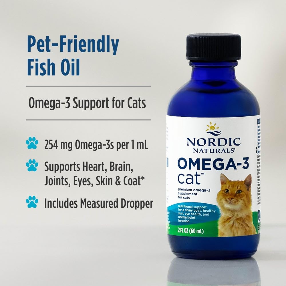 Nordic Naturals Omega-3 Cat, Unflavored - 2 oz - 304 mg Omega-3 Per One mL - Fish Oil for Cats with EPA & DHA - Promotes Heart, Skin, Coat, & Immune Health - Non-GMO - TrustMedUSA