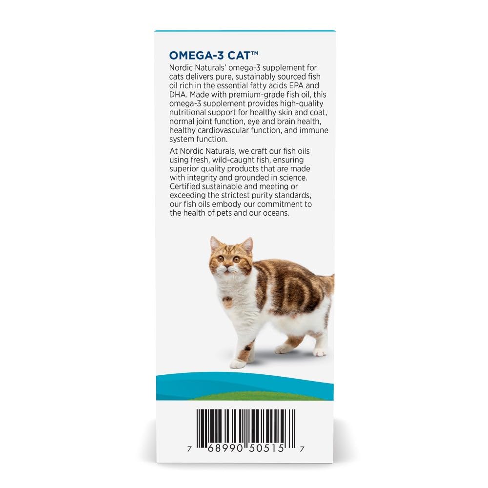 Nordic Naturals Omega-3 Cat, Unflavored - 2 oz - 304 mg Omega-3 Per One mL - Fish Oil for Cats with EPA & DHA - Promotes Heart, Skin, Coat, & Immune Health - Non-GMO - TrustMedUSA