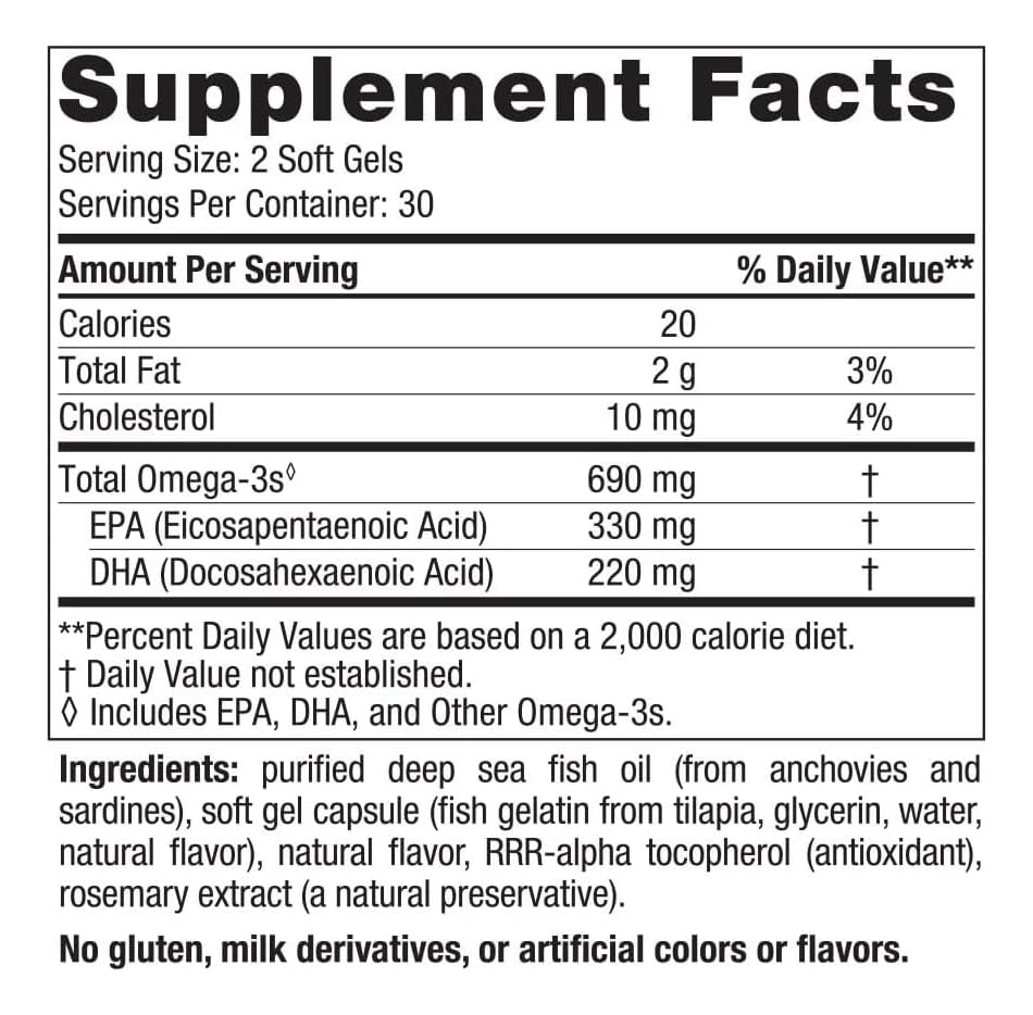Nordic Naturals Omega-3 in Fish Gelatin, Lemon Flavor - 60 Fish Gels - 690 mg Omega-3 - Fish Oil - EPA & DHA - Immune Support, Brain & Heart Health, Optimal Wellness - Non-GMO - 30 Servings - TrustMedUSA