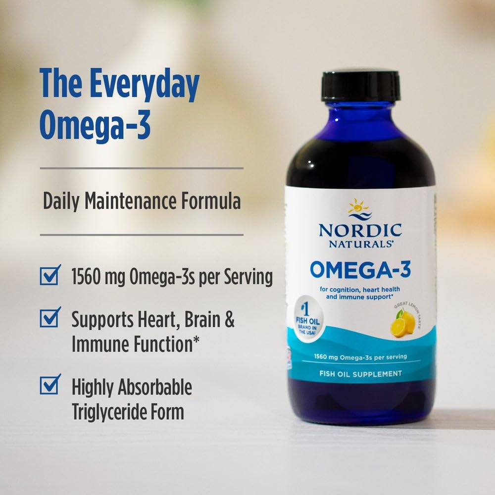 Nordic Naturals Omega-3, Lemon Flavor - 16 oz - 1560 mg Omega-3 - Fish Oil - EPA & DHA - Immune Support, Brain & Heart Health, Optimal Wellness - Non-GMO - 96 Servings - TrustMedUSA