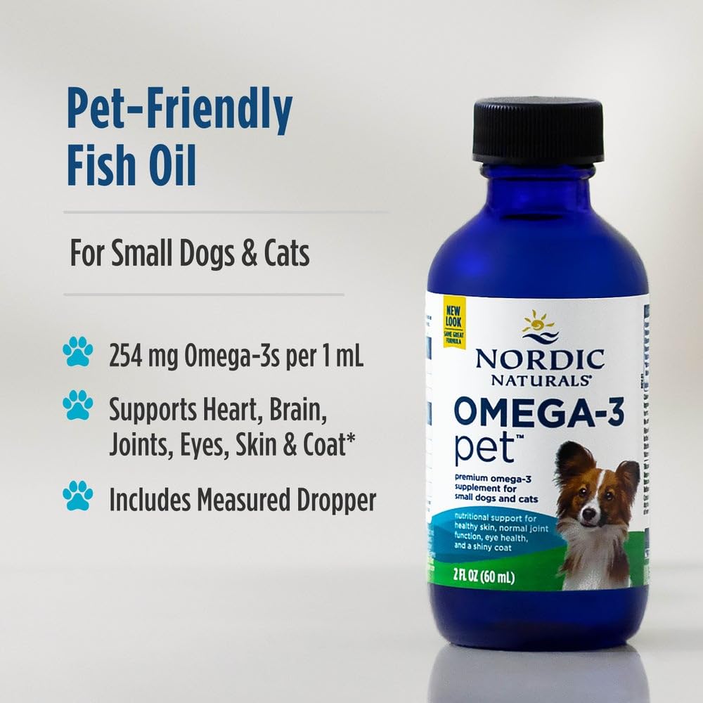 Nordic Naturals Omega-3 Pet Bundle - 2 oz Omega-3 Fish Oil for Small Dogs & Cats, 8 oz Pet Cod Liver Oil Promotes Heart, Skin, Coat, & Immune Health - TrustMedUSA