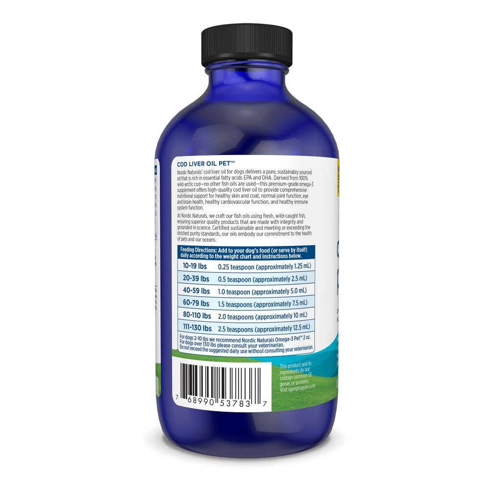 Nordic Naturals Omega-3 Pet Bundle - 2 oz Omega-3 Fish Oil for Small Dogs & Cats, 8 oz Pet Cod Liver Oil Promotes Heart, Skin, Coat, & Immune Health - TrustMedUSA