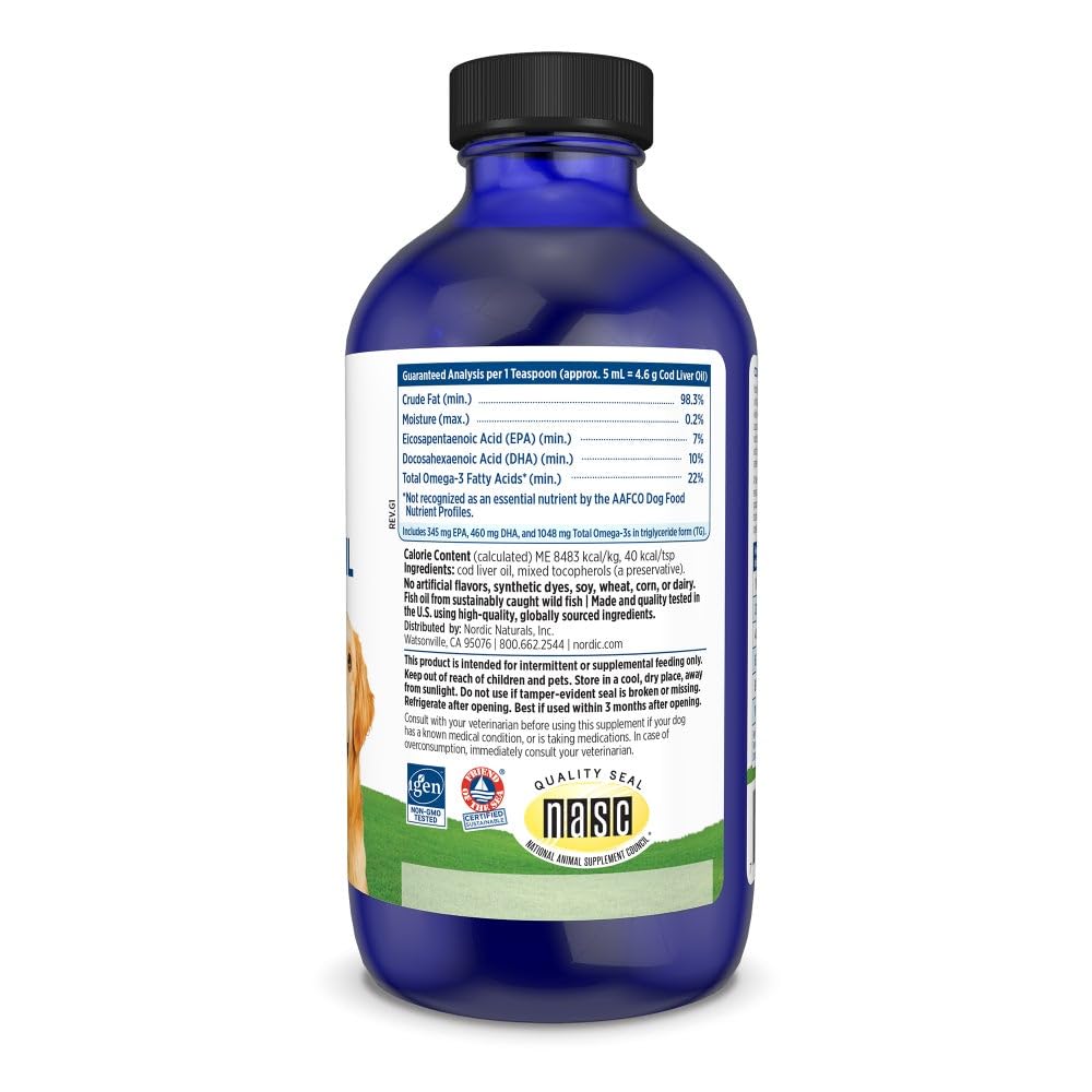 Nordic Naturals Omega-3 Pet Bundle - 2 oz Omega-3 Fish Oil for Small Dogs & Cats, 8 oz Pet Cod Liver Oil Promotes Heart, Skin, Coat, & Immune Health - TrustMedUSA