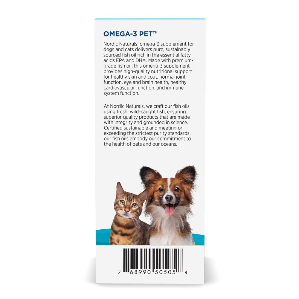 Nordic Naturals Omega-3 Pet Bundle - 2 oz Omega-3 Fish Oil for Small Dogs & Cats, 8 oz Pet Cod Liver Oil Promotes Heart, Skin, Coat, & Immune Health - TrustMedUSA