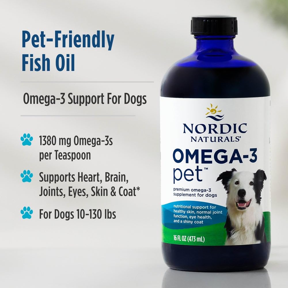 Nordic Naturals Omega-3 Pet, Unflavored - 16 oz - 1380 mg Omega-3 Per Teaspoon - Fish Oil for Large to Very Large Dogs with EPA & DHA - Promotes Heart, Skin, Coat, & Immune Health - TrustMedUSA