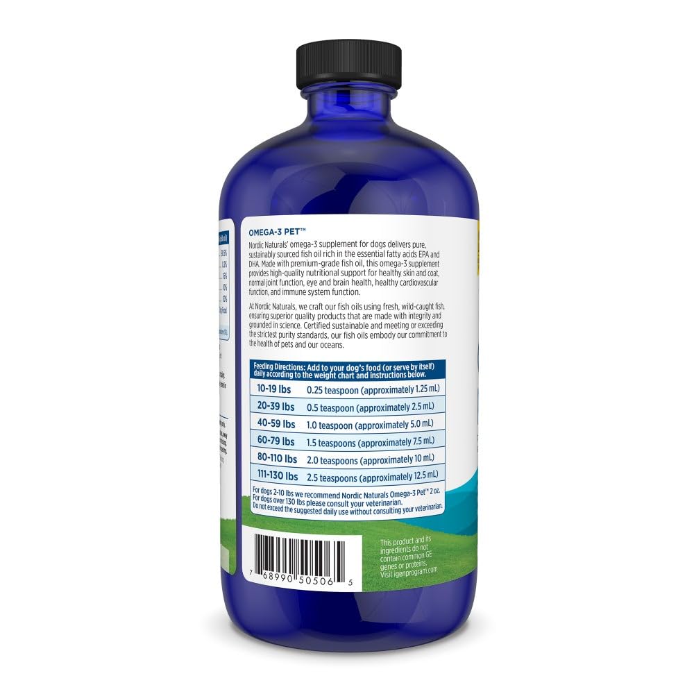 Nordic Naturals Omega-3 Pet, Unflavored - 16 oz - 1380 mg Omega-3 Per Teaspoon - Fish Oil for Large to Very Large Dogs with EPA & DHA - Promotes Heart, Skin, Coat, & Immune Health - TrustMedUSA