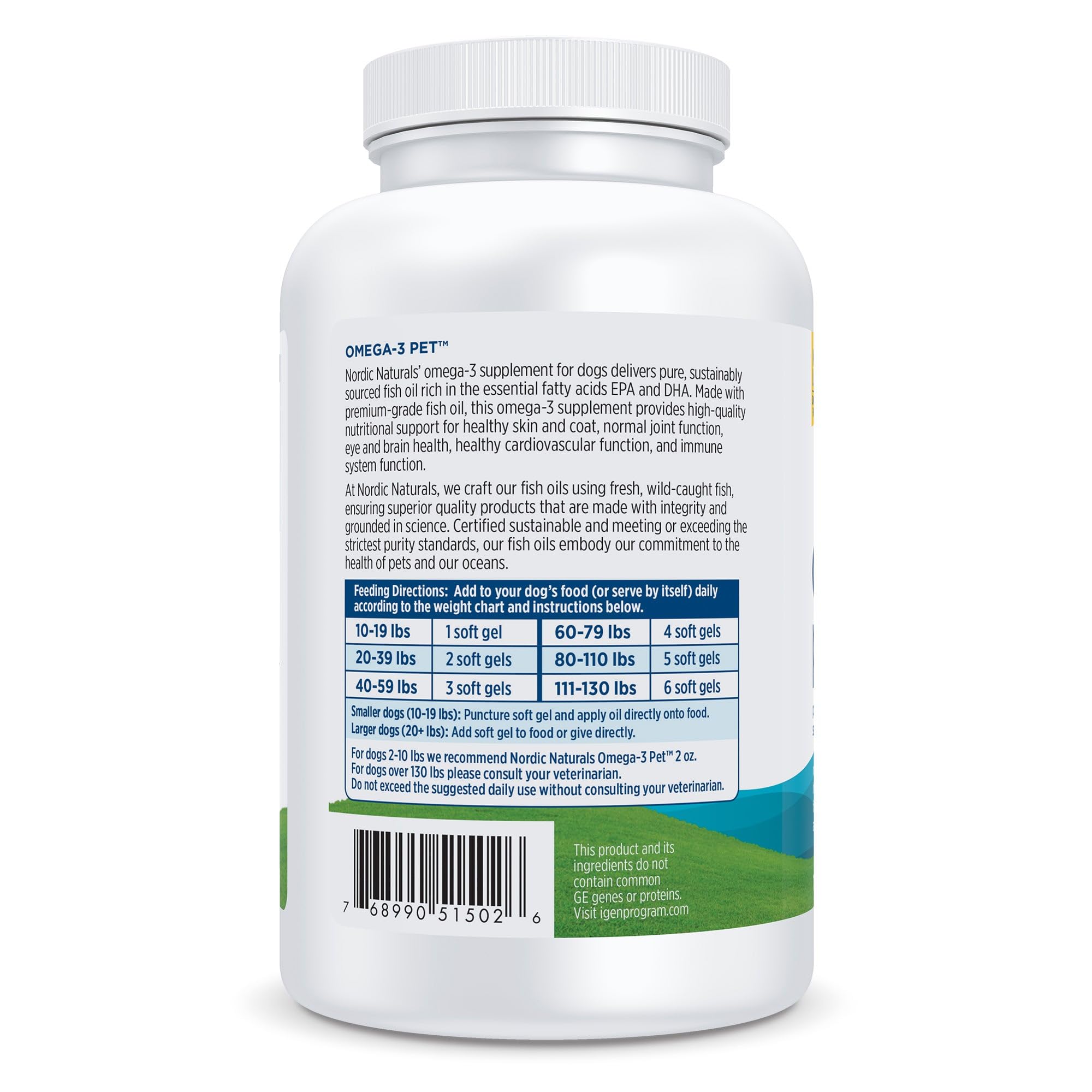 Nordic Naturals Omega-3 Pet, Unflavored - 180 Soft Gels - 320 mg Omega-3 Per Soft Gel - Fish Oil for Dogs with EPA & DHA - Promotes Heart, Skin, Coat, & Immune Health - TrustMedUSA