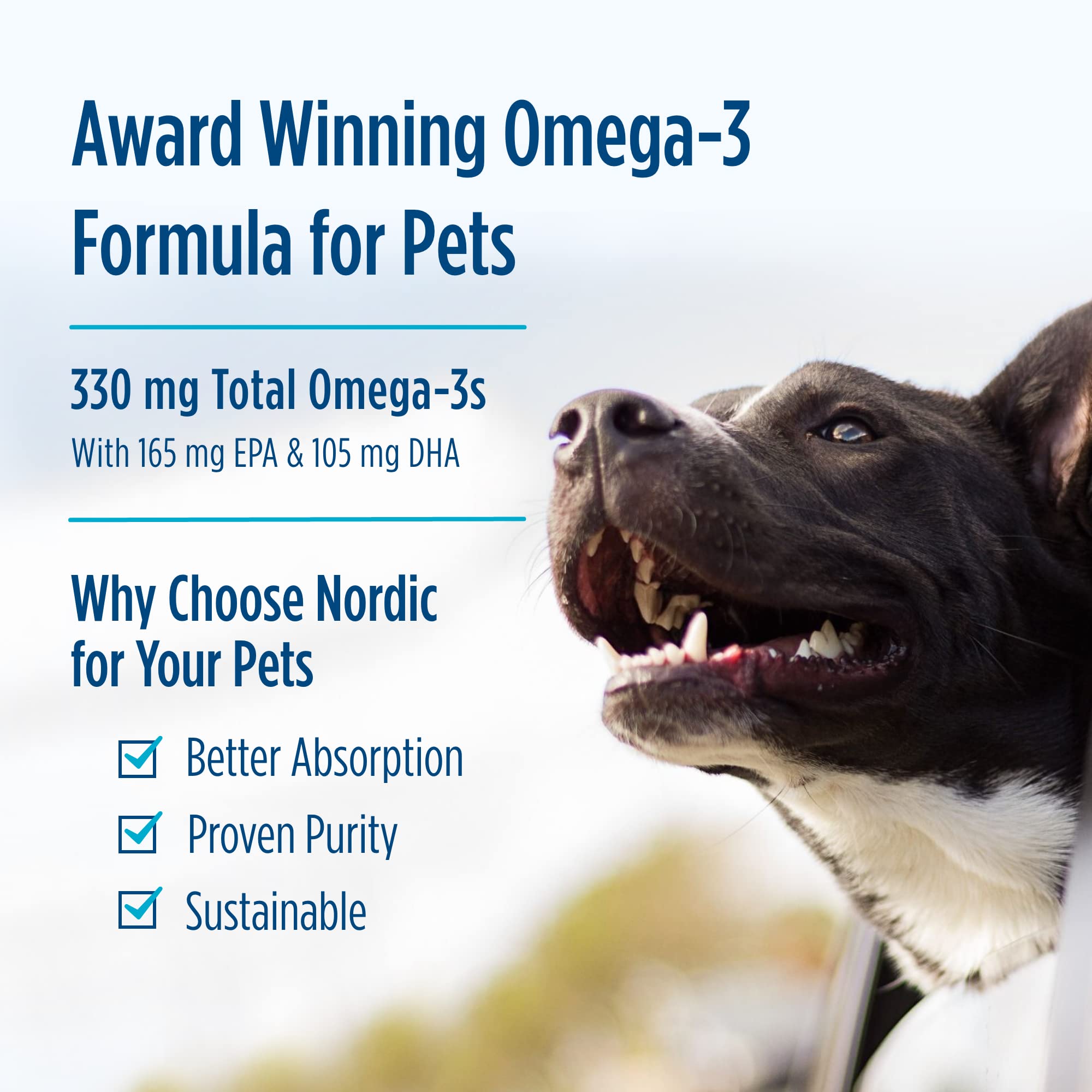 Nordic Naturals Omega-3 Pet, Unflavored - 180 Soft Gels - 320 mg Omega-3 Per Soft Gel - Fish Oil for Dogs with EPA & DHA - Promotes Heart, Skin, Coat, & Immune Health - TrustMedUSA