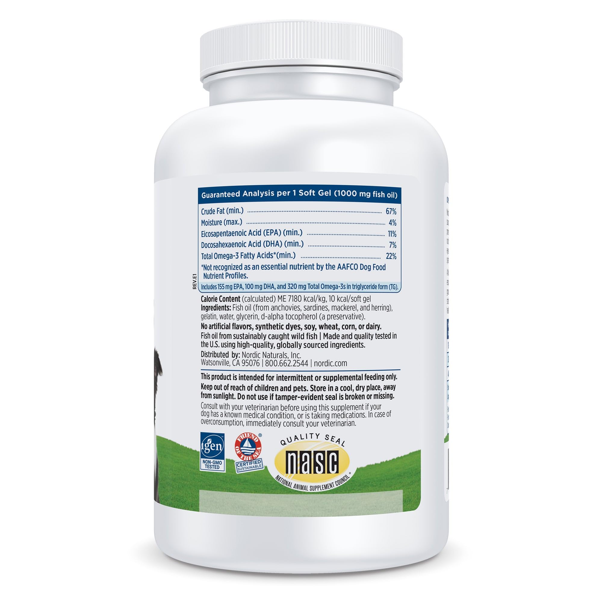 Nordic Naturals Omega-3 Pet, Unflavored - 180 Soft Gels - 320 mg Omega-3 Per Soft Gel - Fish Oil for Dogs with EPA & DHA - Promotes Heart, Skin, Coat, & Immune Health - TrustMedUSA