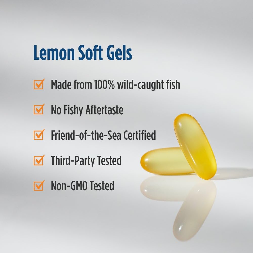 Nordic Naturals Omega-3D, Lemon Flavor - 120 Soft Gels - 690 mg Omega-3 + 1000 IU Vitamin D3 - Fish Oil - EPA & DHA - Immune Support, Brain & Heart Health, Healthy Bones - Non-GMO - 60 Servings - TrustMedUSA