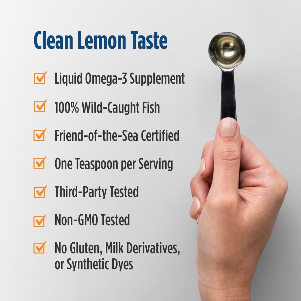 Nordic Naturals Omega-3D, Lemon Flavor - 8 oz - 1560 mg Omega-3 + 1000 IU Vitamin D3 - Fish Oil - EPA & DHA - Immune Support, Brain & Heart Health, Healthy Bones - Non-GMO - 48 Servings - TrustMedUSA