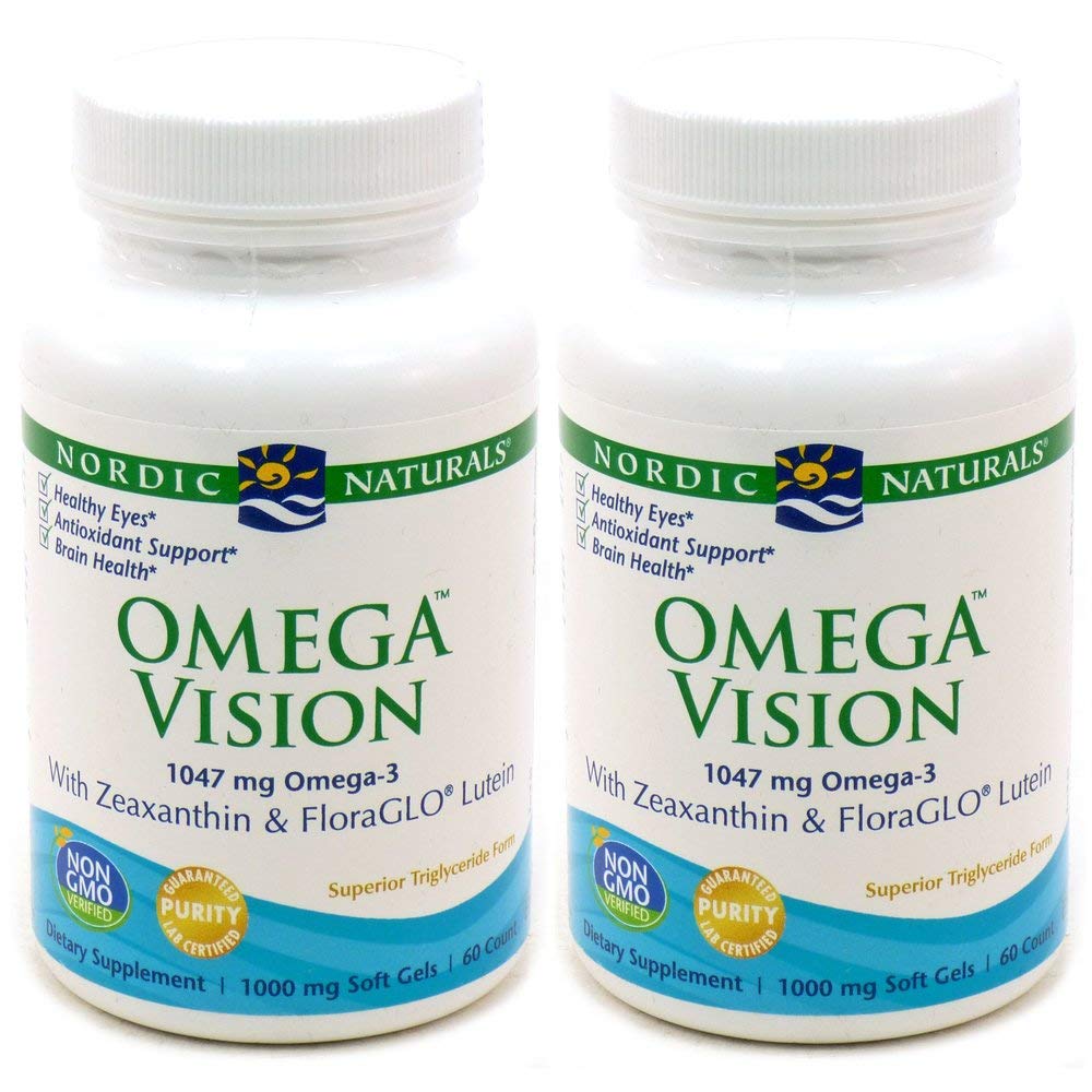 Nordic Naturals Omega Vision, Lemon - 60 Soft Gels - Pack of 2-1460 mg Omega-3 + FloraGLO Lutein & Zeaxanthin - Eye Health, Brain Health, Antioxidant Support - Non-GMO - 60 Total Servings - TrustMedUSA