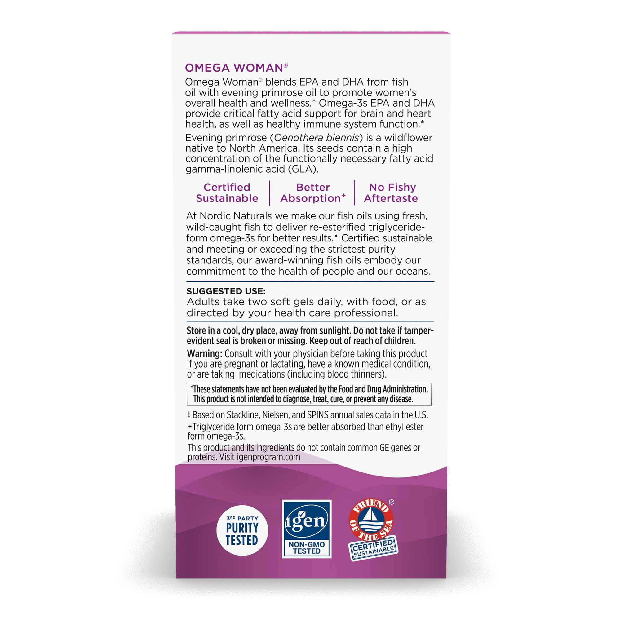 Nordic Naturals Omega Woman, Lemon - 120 Soft Gels - 500 mg Omega-3 + 800 mg Evening Primrose Oil - TrustMedUSA