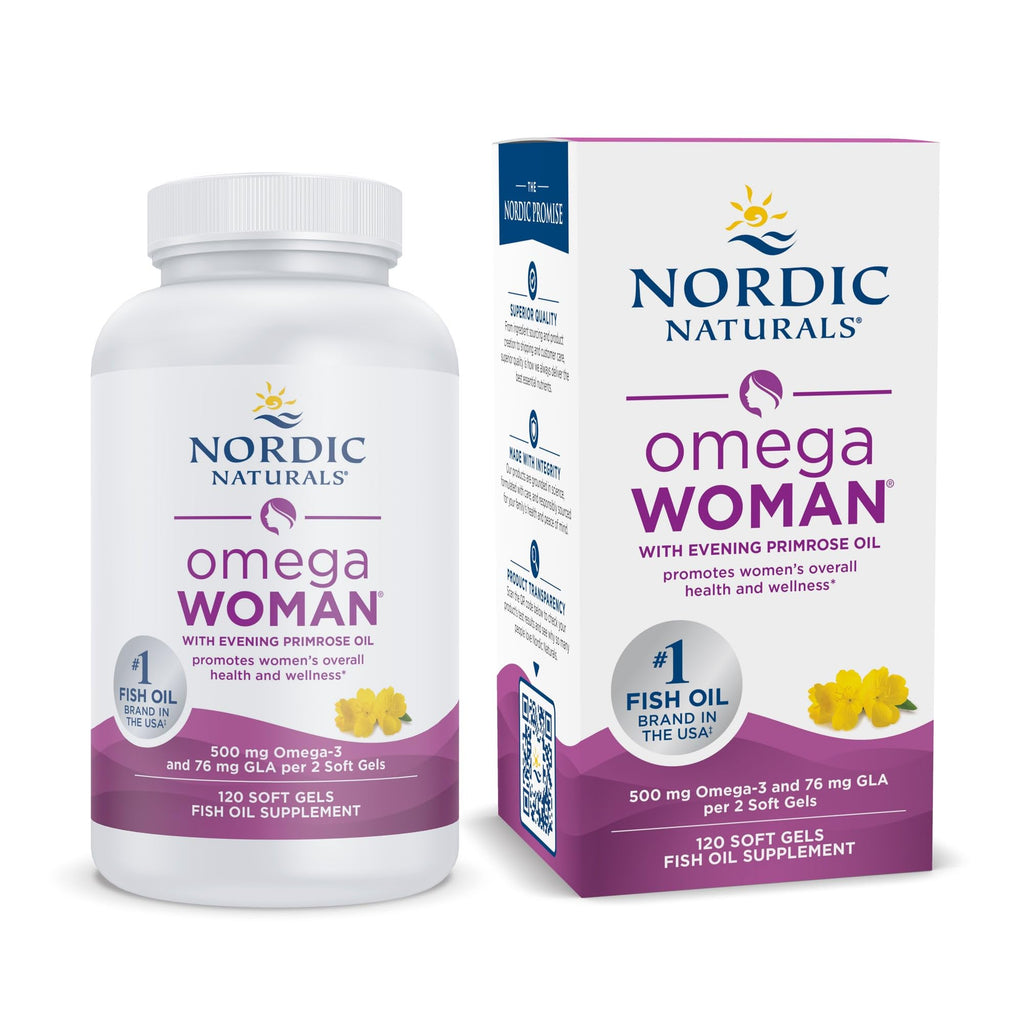 Nordic Naturals Omega Woman, Lemon - 120 Soft Gels - 500 mg Omega-3 + 800 mg Evening Primrose Oil - TrustMedUSA