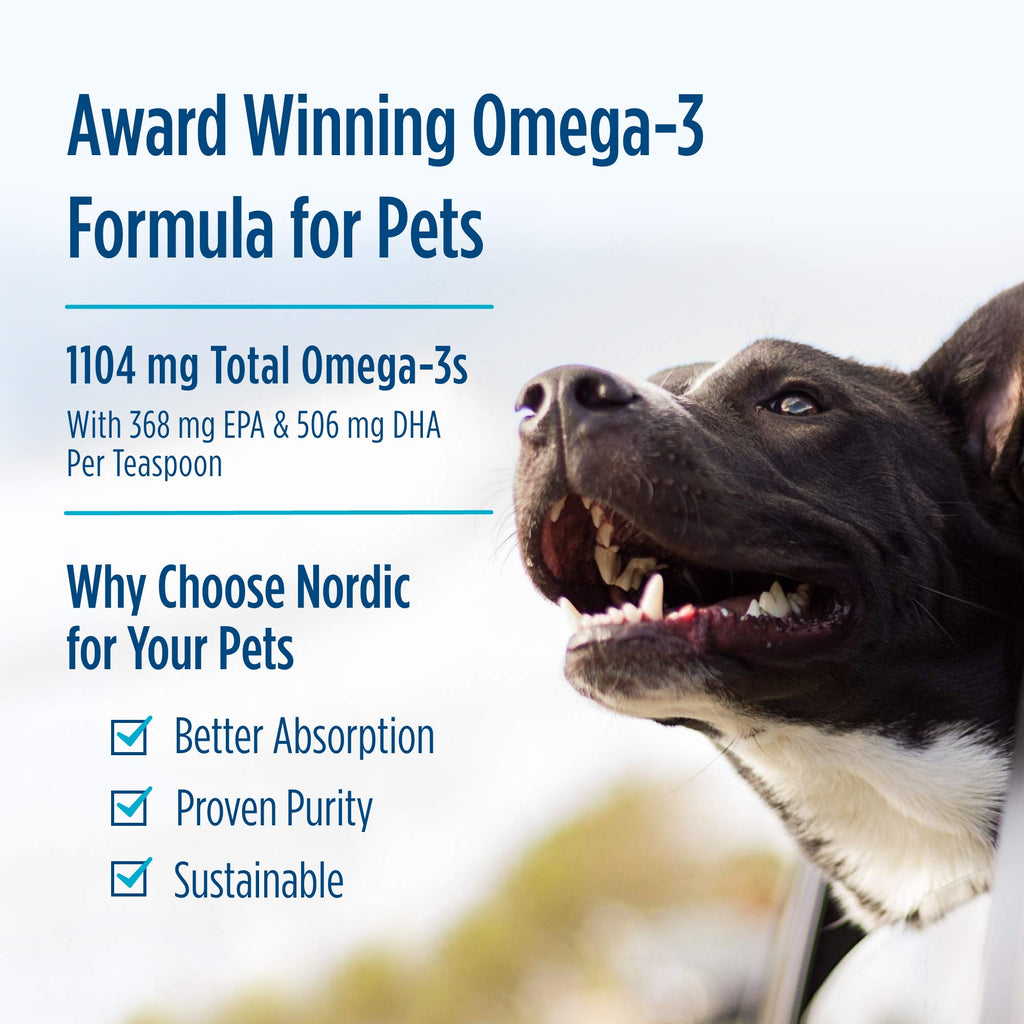 Nordic Naturals Pet Cod Liver Oil, Unflavored - 16 oz - 1048 mg Omega-3 Per Teaspoon - Fish Oil for Dogs with EPA & DHA - Promotes Skin, Coat, & Immune Health - TrustMedUSA