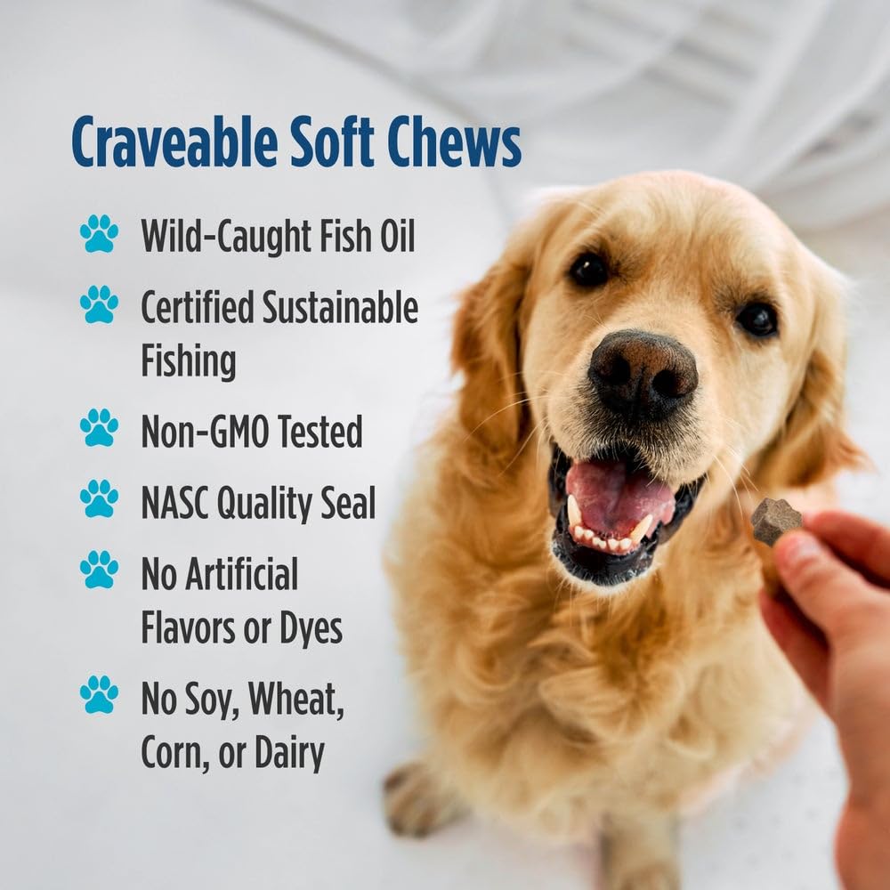 Nordic Naturals Pet Joint Support + Omega 3 Soft Chews for Dogs, Pork Bone Broth Flavored - Promotes Mobility, Hip and Joint Support with Omega-3 Fish Oil, MSM, EPA & DHA - 30 Non-GMO Chews - TrustMedUSA