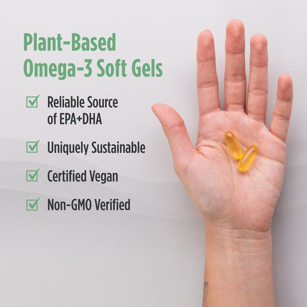 Nordic Naturals Plant Based Ultimate Omega, Lemon Flavor - 60 Vegetarian Soft Gels - 1210 mg Omega-3 - Vegan EPA and DHA - Supplement Made from Algae - Brain & Heart Support - Non-GMO - 30 Servings - TrustMedUSA