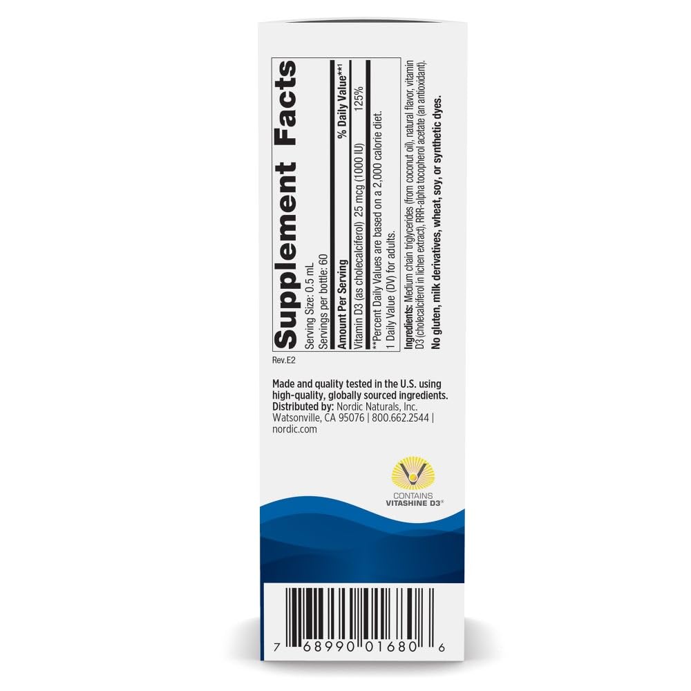 Nordic Naturals Plant-Based Vitamin D3 Liquid - 1 oz - 1000 IU Vitamin D3 - Healthy Bones, Mood & Immune System Function - Non-GMO, Vegan - 60 Servings - TrustMedUSA
