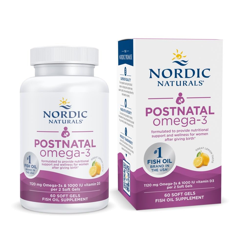 Nordic Naturals Postnatal Omega-3, Lemon - 60 Soft Gels - 1120 Total Omega-3 + 1000 IU Vitamin D3 - Formulated for New Moms; Supports Optimal Wellness, - TrustMedUSA