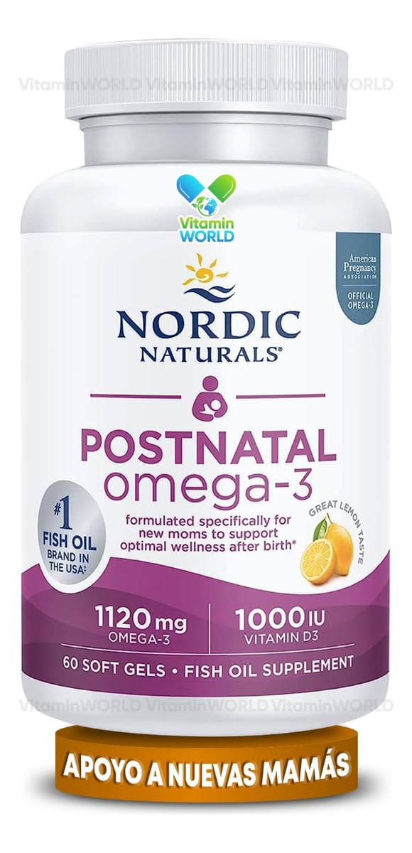 Nordic Naturals Postnatal Omega-3, Lemon - 60 Soft Gels - 1120 Total Omega-3 + 1000 IU Vitamin D3 - Formulated for New Moms; Supports Optimal Wellness, - TrustMedUSA