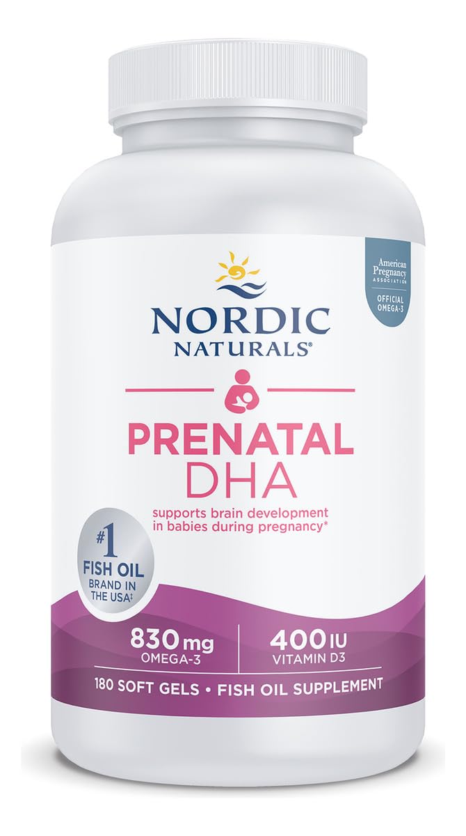Nordic Naturals Prenatal DHA, Unflavored - 180 Soft Gels - 830 mg Omega-3 + 400 IU Vitamin D3 - Supports Brain Development in Babies During - TrustMedUSA