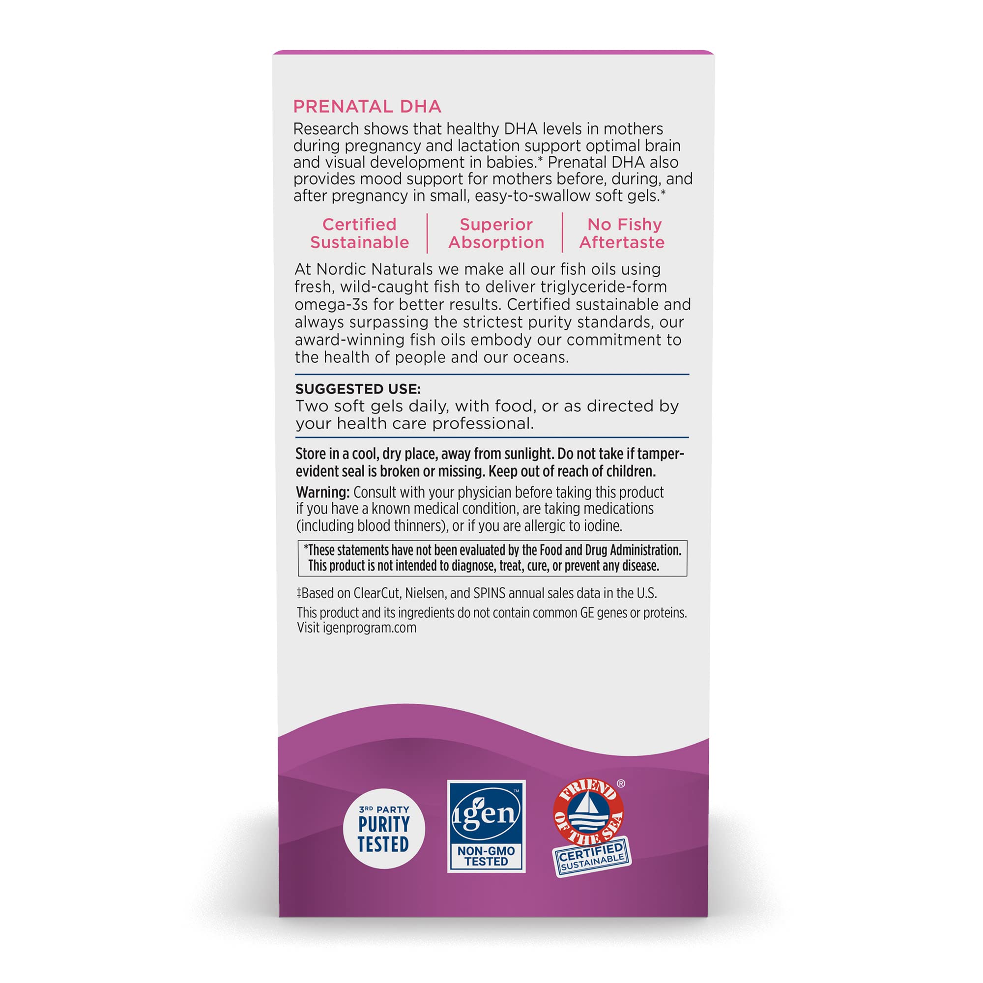 Nordic Naturals Prenatal DHA, Unflavored - 830 mg Omega-3 + 400 IU Vitamin D3-180 Soft Gels - Supports Brain Development in Babies During Pregnancy & Lactation - Non-GMO - 90 Servings - TrustMedUSA