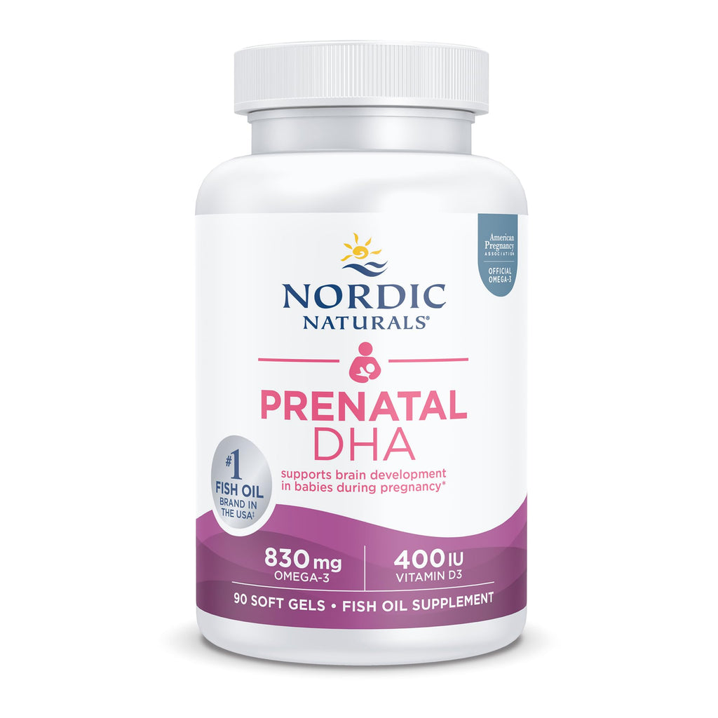 Nordic Naturals Prenatal DHA, Unflavored - 830 mg Omega-3 + 400 IU Vitamin D3 - 90 Soft Gels - Supports Brain Development in Babies During Pregnancy & Lactation - Non-GMO - 45 Servings - TrustMedUSA