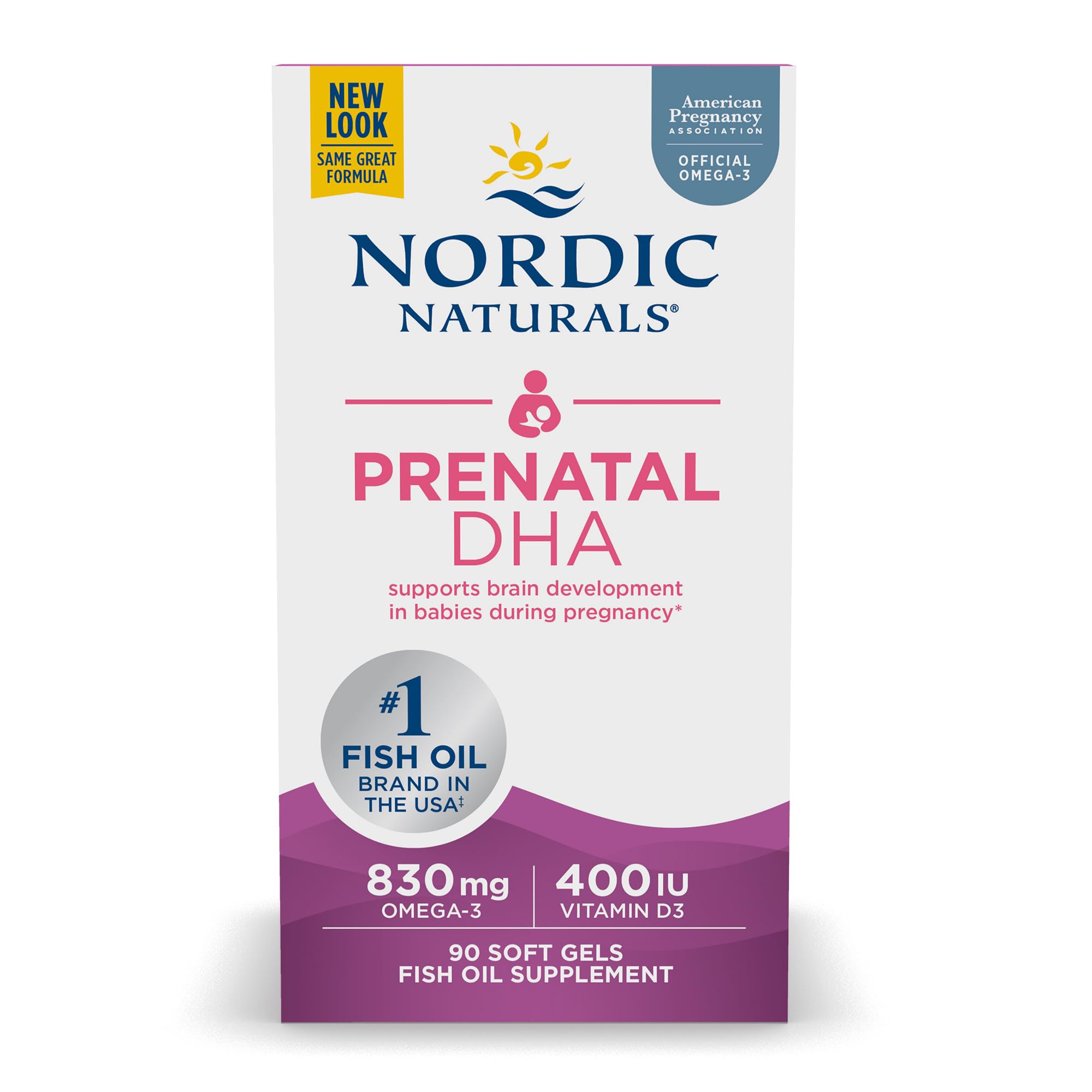 Nordic Naturals Prenatal DHA, Unflavored - 830 mg Omega-3 + 400 IU Vitamin D3 - 90 Soft Gels - Supports Brain Development in Babies During Pregnancy & Lactation - Non-GMO - 45 Servings - TrustMedUSA
