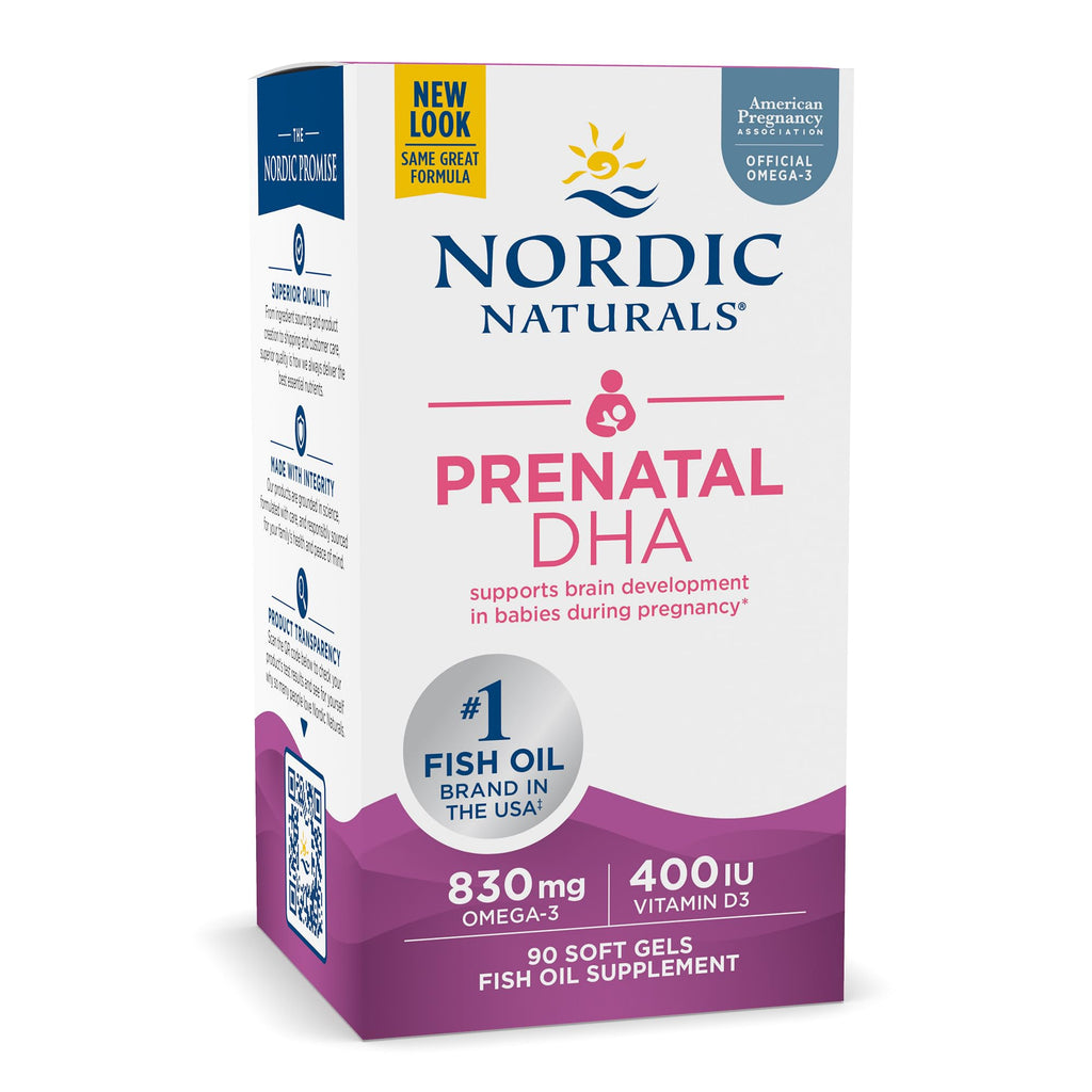 Nordic Naturals Prenatal DHA, Unflavored - 830 mg Omega-3 + 400 IU Vitamin D3 - 90 Soft Gels - Supports Brain Development in Babies During Pregnancy & Lactation - Non-GMO - 45 Servings - TrustMedUSA