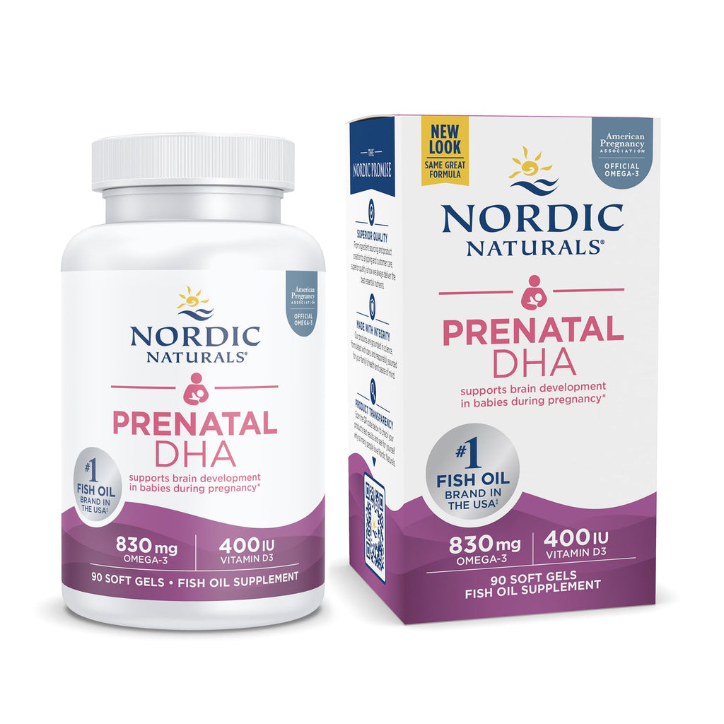 Nordic Naturals Prenatal DHA, Unflavored - 830 mg Omega-3 + 400 IU Vitamin D3 - 90 Soft Gels - Supports Brain Development in Babies During Pregnancy & Lactation - Non-GMO - 45 Servings - TrustMedUSA