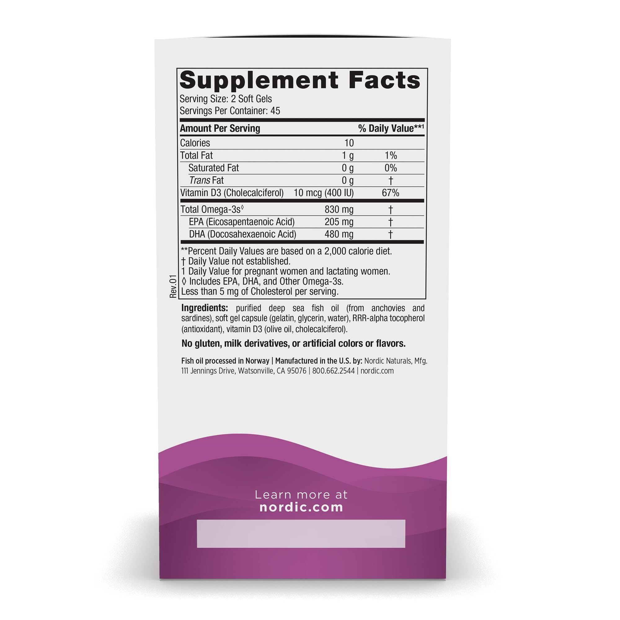 Nordic Naturals Prenatal DHA, Unflavored - 830 mg Omega-3 + 400 IU Vitamin D3 - 90 Soft Gels - Supports Brain Development in Babies During Pregnancy & Lactation - Non-GMO - 45 Servings - TrustMedUSA