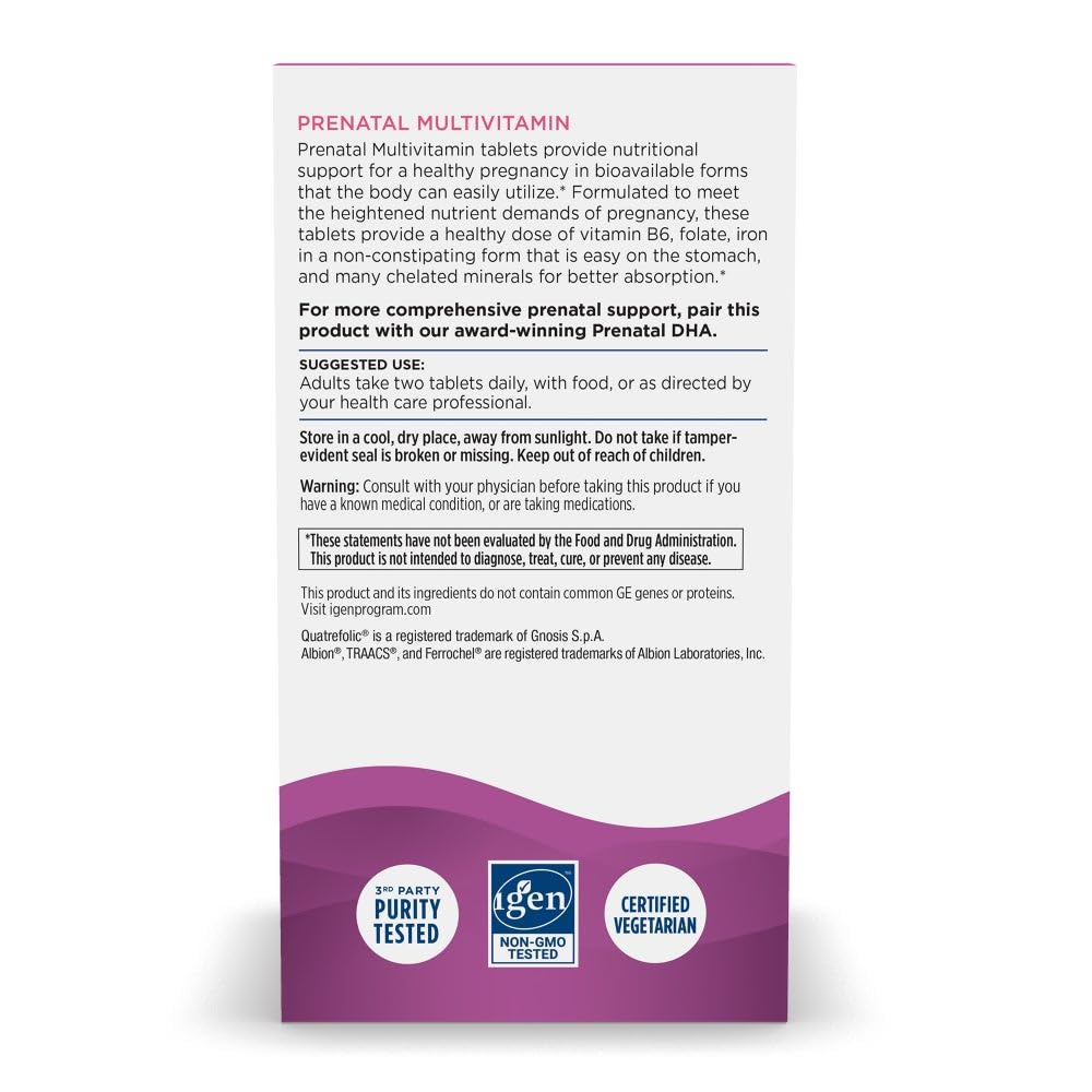 Nordic Naturals Prenatal Multivitamin for Women - Daily Vegetarian Prenatal Vitamins - 22 Essential Nutrients, Including B6, Folate, and Iron - 60 Tablets - 30 Servings - TrustMedUSA