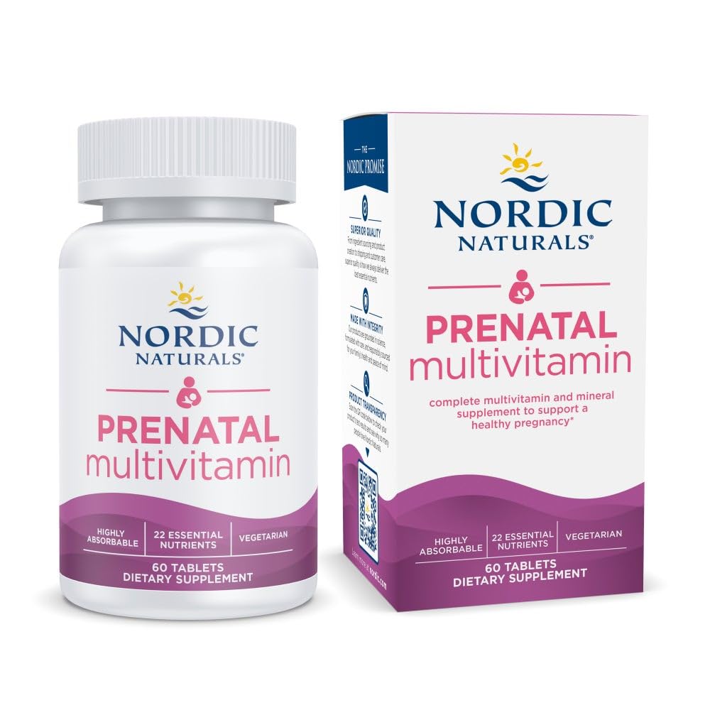 Nordic Naturals Prenatal Multivitamin for Women - Daily Vegetarian Prenatal Vitamins - 22 Essential Nutrients, Including B6, Folate, and Iron - 60 Tablets - 30 Servings - TrustMedUSA