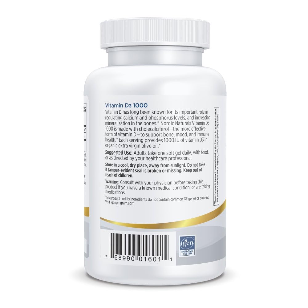 Nordic Naturals Pro Vitamin D3 1000, Orange - 120 Mini Soft Gels - 1000 IU Vitamin D3 - Supports Healthy Bones, Mood & Immune System Function - Non-GMO - 120 Servings - TrustMedUSA