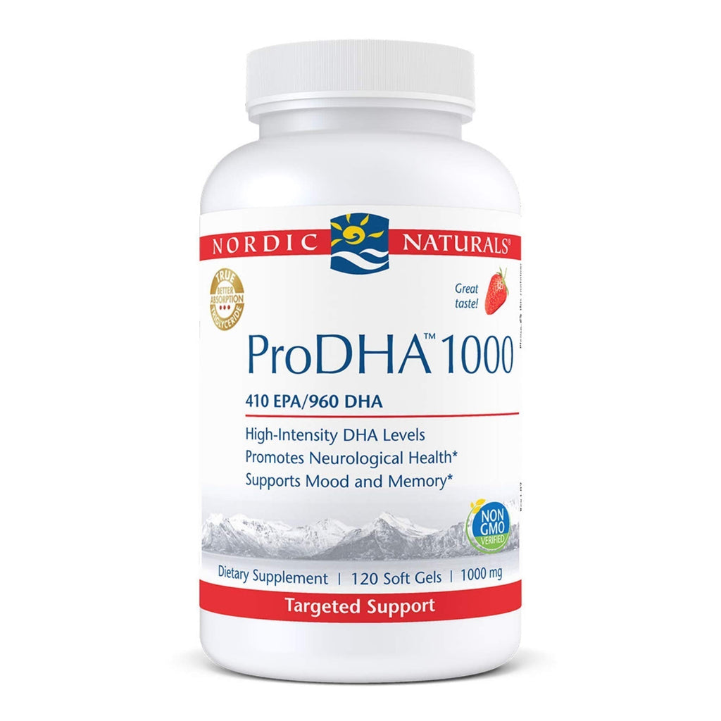 Nordic Naturals ProDHA 1000, Strawberry - 120 Soft Gels - 1660 mg Omega-3 - High-Intensity DHA Formula for Neurological Health, Mood & Memory - Non-GMO - 60 Servings - TrustMedUSA