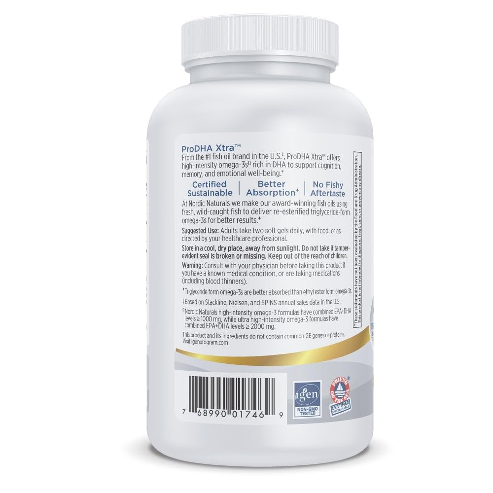 Nordic Naturals ProDHA 1000, Strawberry - 120 Soft Gels - 1660 mg Omega-3 - High-Intensity DHA Formula for Neurological Health, Mood & Memory - Non-GMO - 60 Servings - TrustMedUSA