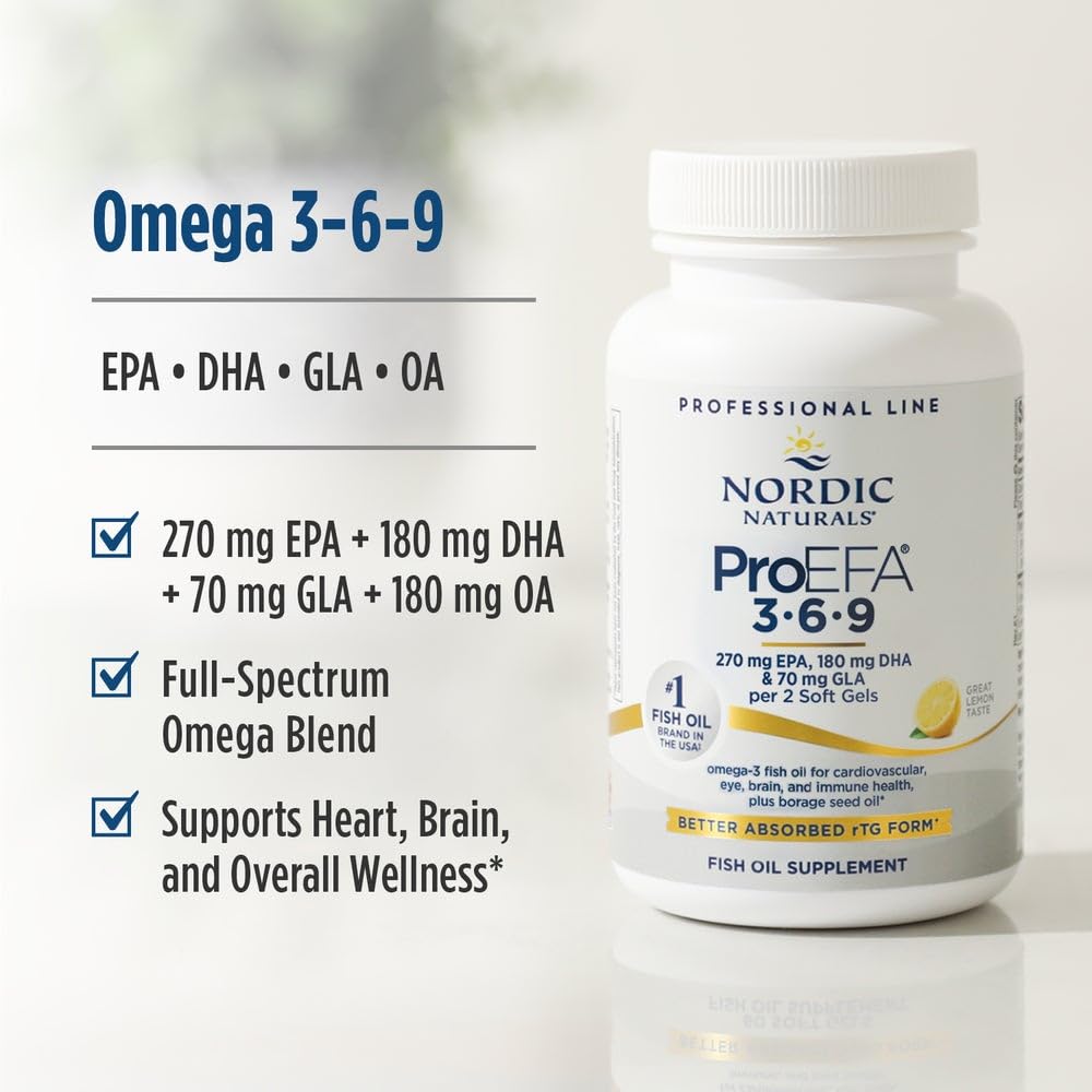 Nordic Naturals ProEFA 3-6-9, Lemon Flavor - 90 Soft Gels - 565 mg Omega-3 - EPA & DHA with Added GLA - Healthy Skin, Cognition, & Positive Mood - Non-GMO - 45 Servings - TrustMedUSA