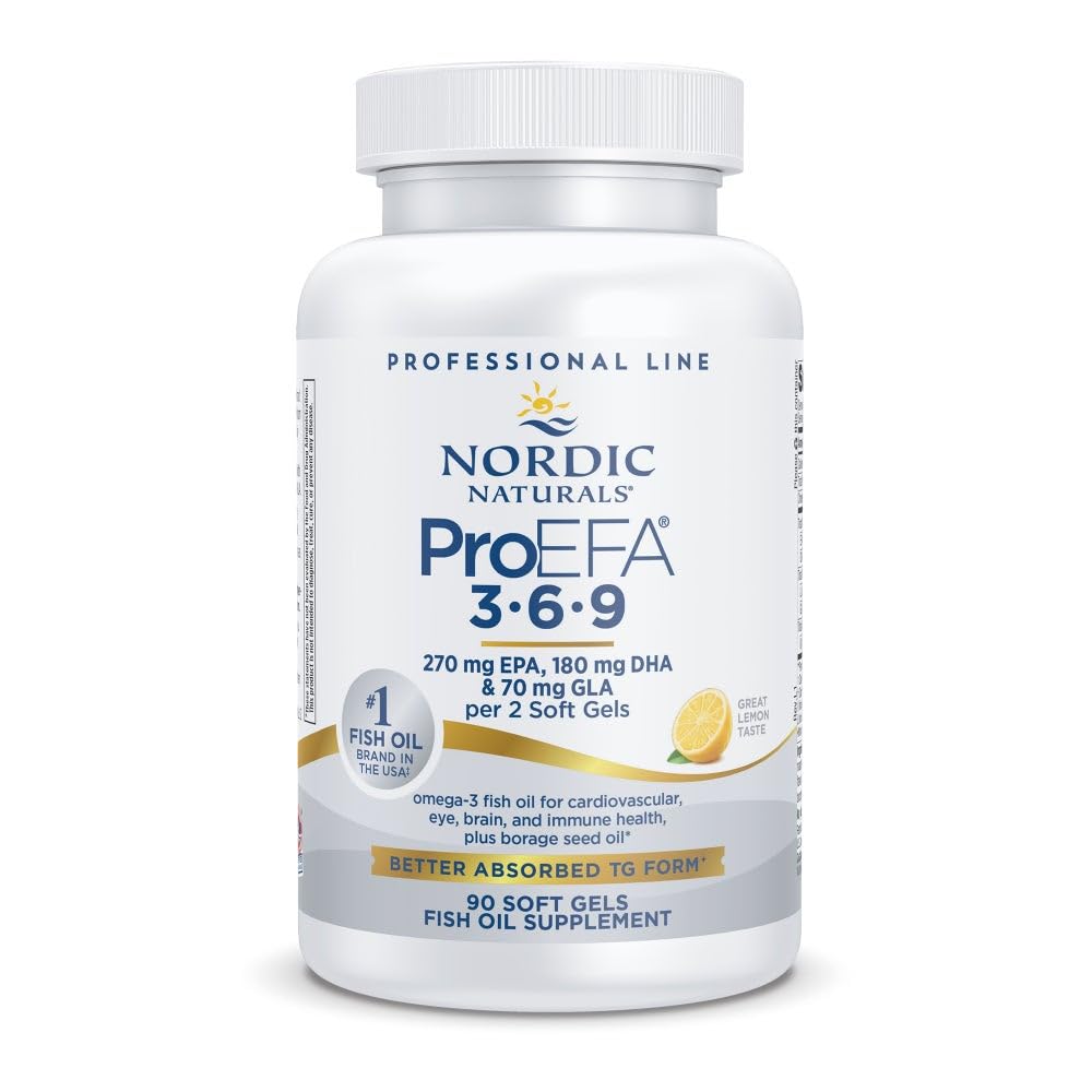 Nordic Naturals ProEFA 3-6-9, Lemon Flavor - 90 Soft Gels - 565 mg Omega-3 - EPA & DHA with Added GLA - Healthy Skin, Cognition, & Positive Mood - Non-GMO - 45 Servings - TrustMedUSA