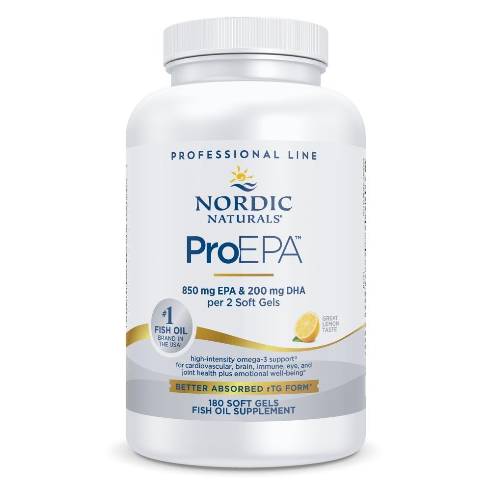 Nordic Naturals ProEPA, Lemon - 180 Soft Gels - 1210 mg Omega-3 - High-Intensity EPA Formula for Healthy Mood, Heart Health & Cellular Function - Non-GMO - 90 Servings - TrustMedUSA